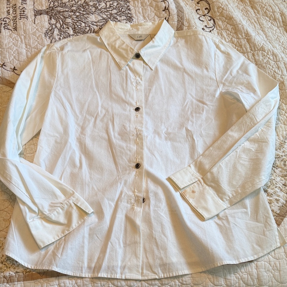 J. Jill White Button-Down Cotton Shirt